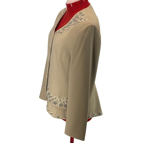 John Meyer Gorgeous Beaded Floral Design Button Up Dressy Formal Jacket Women 14 - Picture 4 of 9